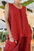 Made in Italy Benji Linen Panel Wave Vest Chilli Pepper /11 = ** 